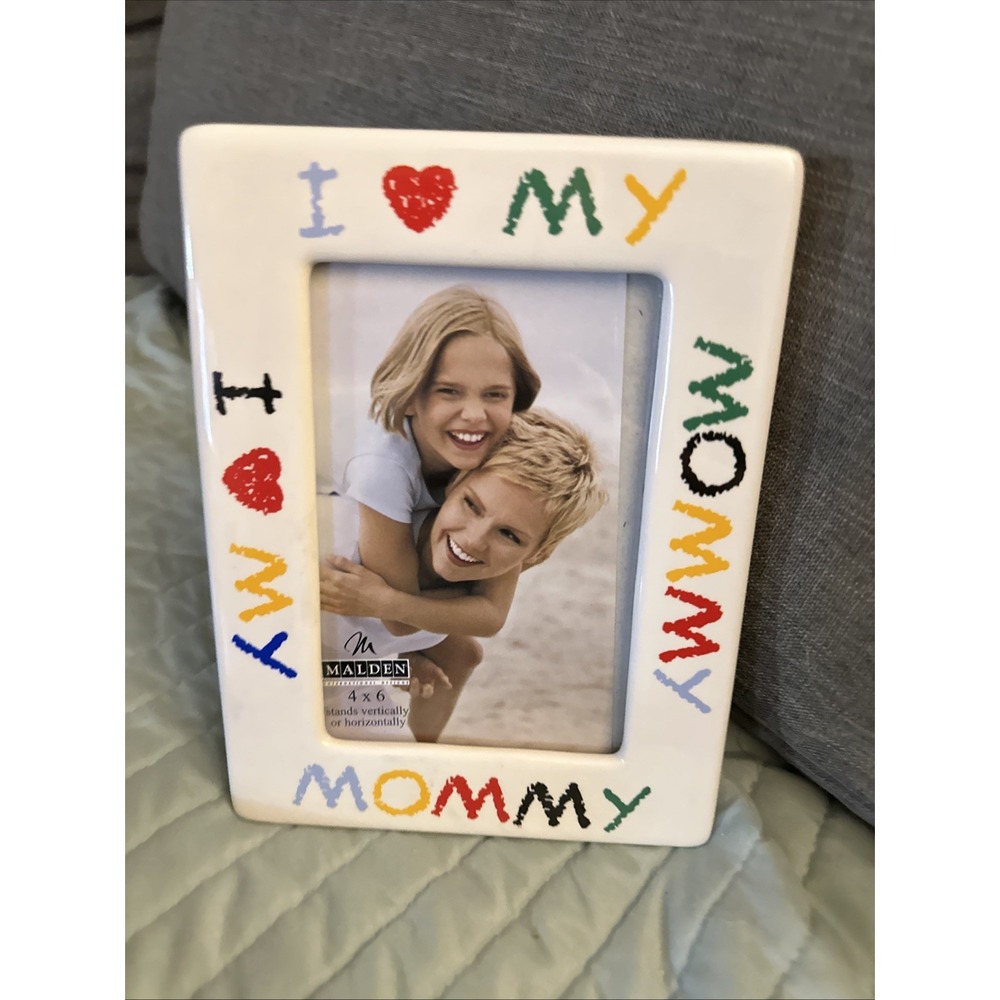 Vintage 90's I Love My Mommy Ceramic Picture Frame 4x6 Retro Decor Crayon Style